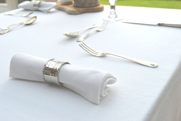 Tablecloth, 100% Cotton Plain Dyed Brilliant White 12 Sizes Square Round Oblong