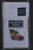 Christmas Napkins, White with Embroidered Red Car with Christmas tree on the Roof  41x41cm 16x16