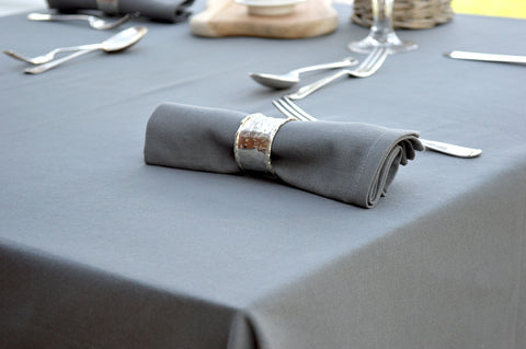 Tablecloth, 100% Cotton Plain Dyed Charcoal Grey 17 Sizes Square Round Oblong Oval