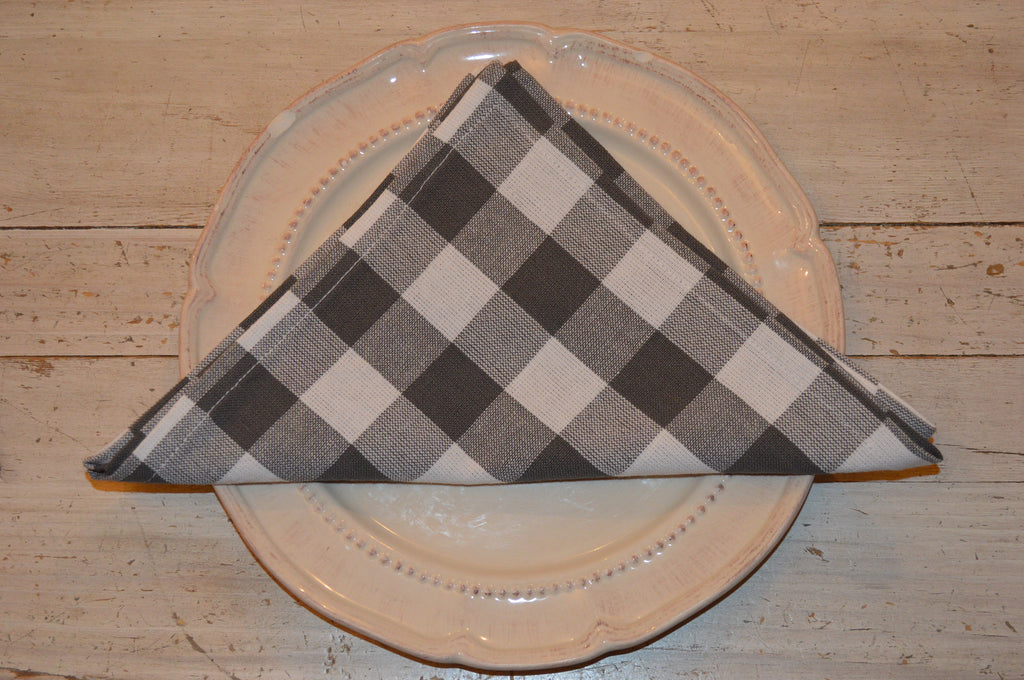 Napkins, Country Check 41x41cm Charcoal Grey / White pack of 4