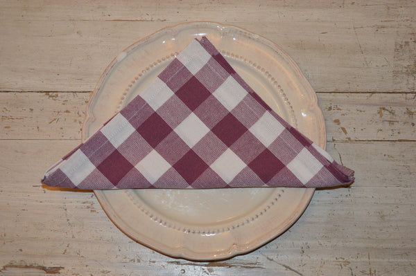 Napkins, Country Check 41x41cm Damson Plum / White pack of 4