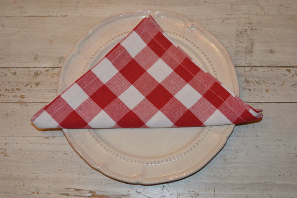 Napkins, Country Check 41x41cm Red / White pack of 4