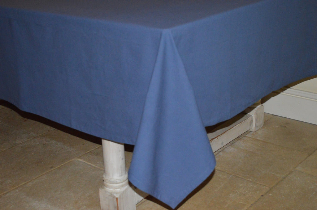 Tablecloth, 100% Cotton Plain Dyed Indigo Navy 12 Sizes Square Round Oblong Oval