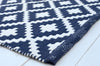 Floor Rug, 100% Cotton Diamond Weave in Indigo Blue/White 2 Sizes