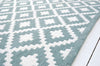 Floor Rug, 100% Cotton Diamond Weave in Seamist Green / White 2 Sizes