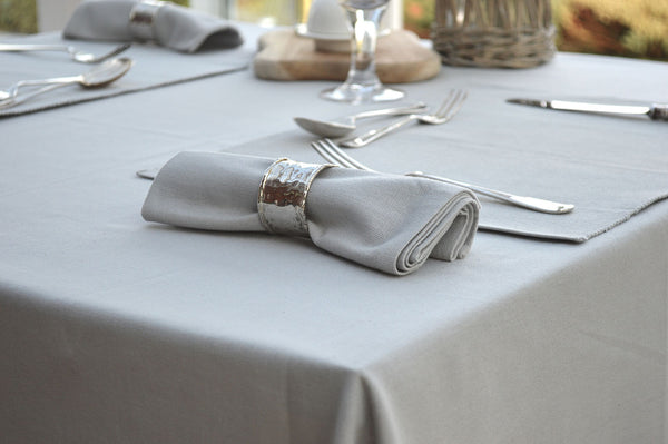 Tablecloth, 100% Cotton Plain Dyed Dove Grey 12 Sizes Square Round Oblong