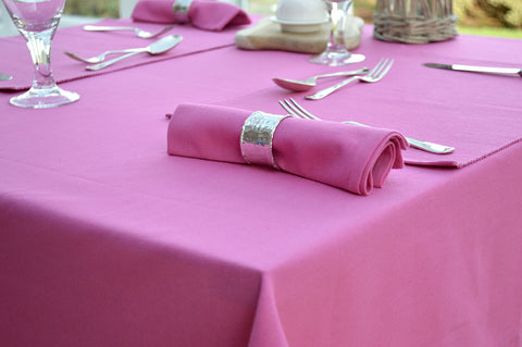 Tablecloth, 100% Cotton Plain Dyed Fuchsia Pink 9 Sizes Square Round Oblong