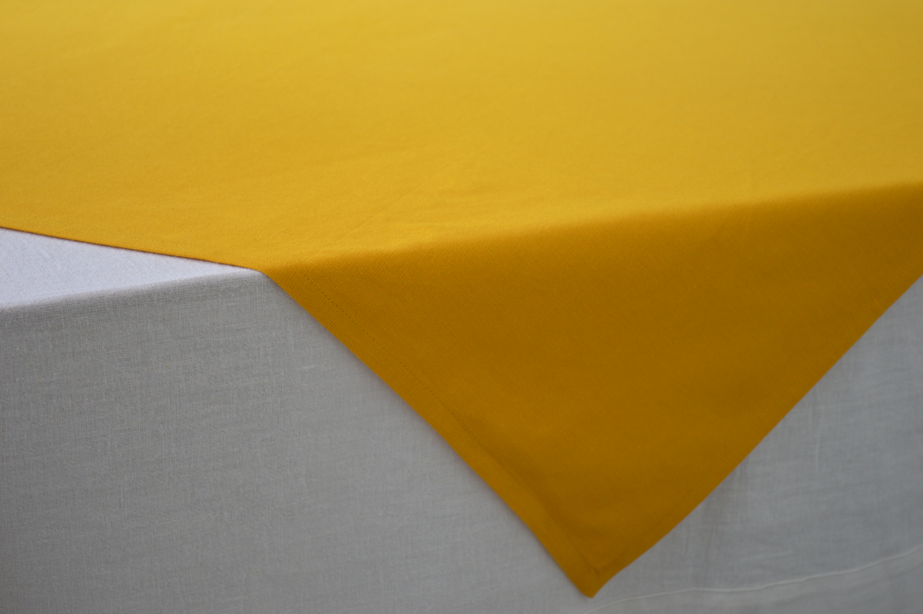 Topper Tablecloth, 100% Cotton Plain Dyed Yellow Gold 90x90cm 36x36