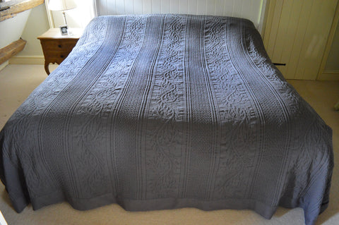 Bedspread, 100% Cotton Full size Charcoal Grey Throwover, Single, Double, King, Superking