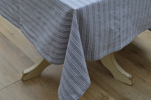 Tablecloth, 100% Cotton Holmes Stripe Grey/Charcoal 10 Sizes Square Round Oblong