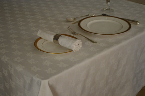 Tablecloth, 100% Cotton Premium Ivyleaf White  12 Sizes Square Oblong Oval Round