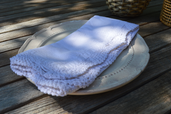 Napkins, Limoges 100% Cotton Deep Crochet Edge Bright white 41x41cm 16x16