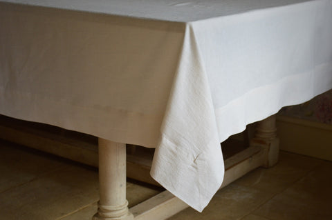 Tablecloth, Linen Cotton Antique White 12 Sizes Square Oblong Oval Round