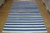 Floor Rug, 100% Cotton Lymington Stripe Flat Weave Indigo Navy/White 4 Sizes