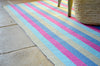 Floor Rug, 100% Cotton Rib Weave Multi Stripe 2 Sizes