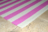 Floor Rug, 100% Cotton Salcombe Stripe Flat Weave Fuchsia Pink/Sand 2 Sizes