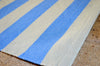 Floor Rug, 100% Cotton Salcombe Stripe Flat Weave Storm Blue/Sand 2 Sizes