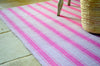 Floor Rug, 100% Cotton Solent Stripe Rib Weave in Fuchsia Pink/Orchid Pink 2 Sizes
