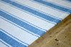 Floor Rug, 100% Cotton Solent Stripe Rib Weave in Storm Blue/White 3 Sizes