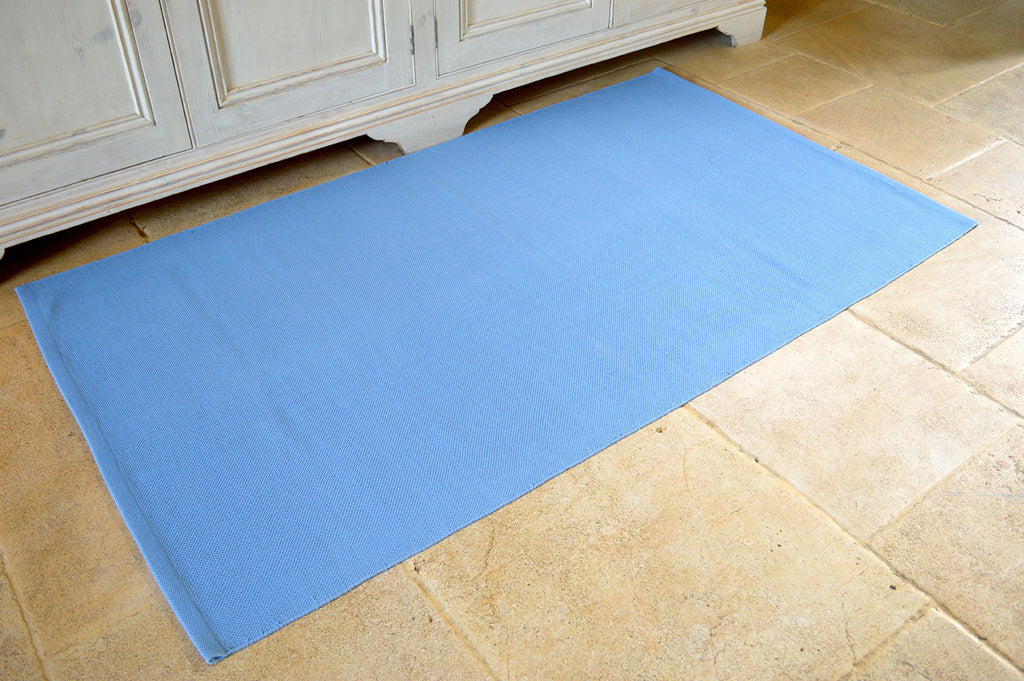 Floor Rug, 100% Cotton Flat Weave Storm Blue 2 Sizes