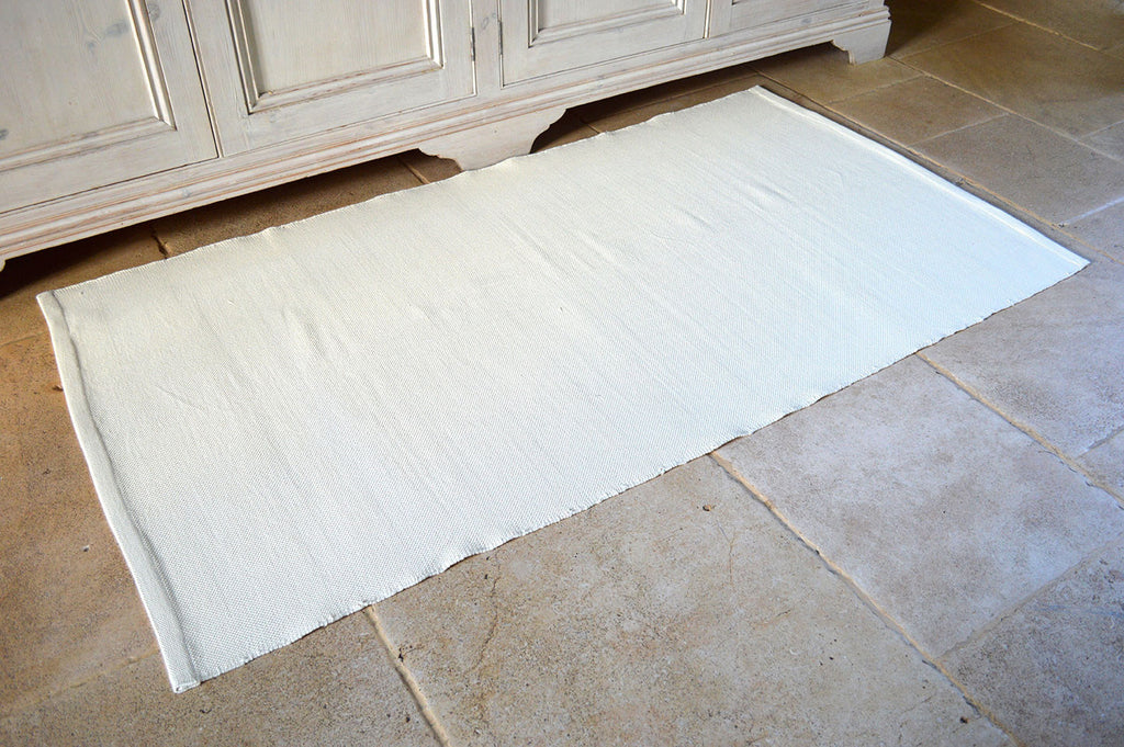 Floor Rug, 100% Cotton Flat Weave Vanilla Cream 2 Sizes