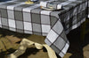 Tablecloth, 100% Cotton Woven Large Check Charcoal Grey / White 10 Sizes Square Round Oblong